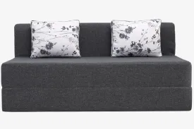 Jute Sofa Bed, Dark Grey | 5 x 6, Three Seater | 2 Baby Breathe Cushions