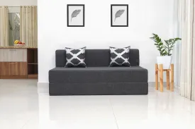 Jute Sofa Bed, Dark Grey | 6 x 6, Three Seater | 2 Silver Edge Cushions