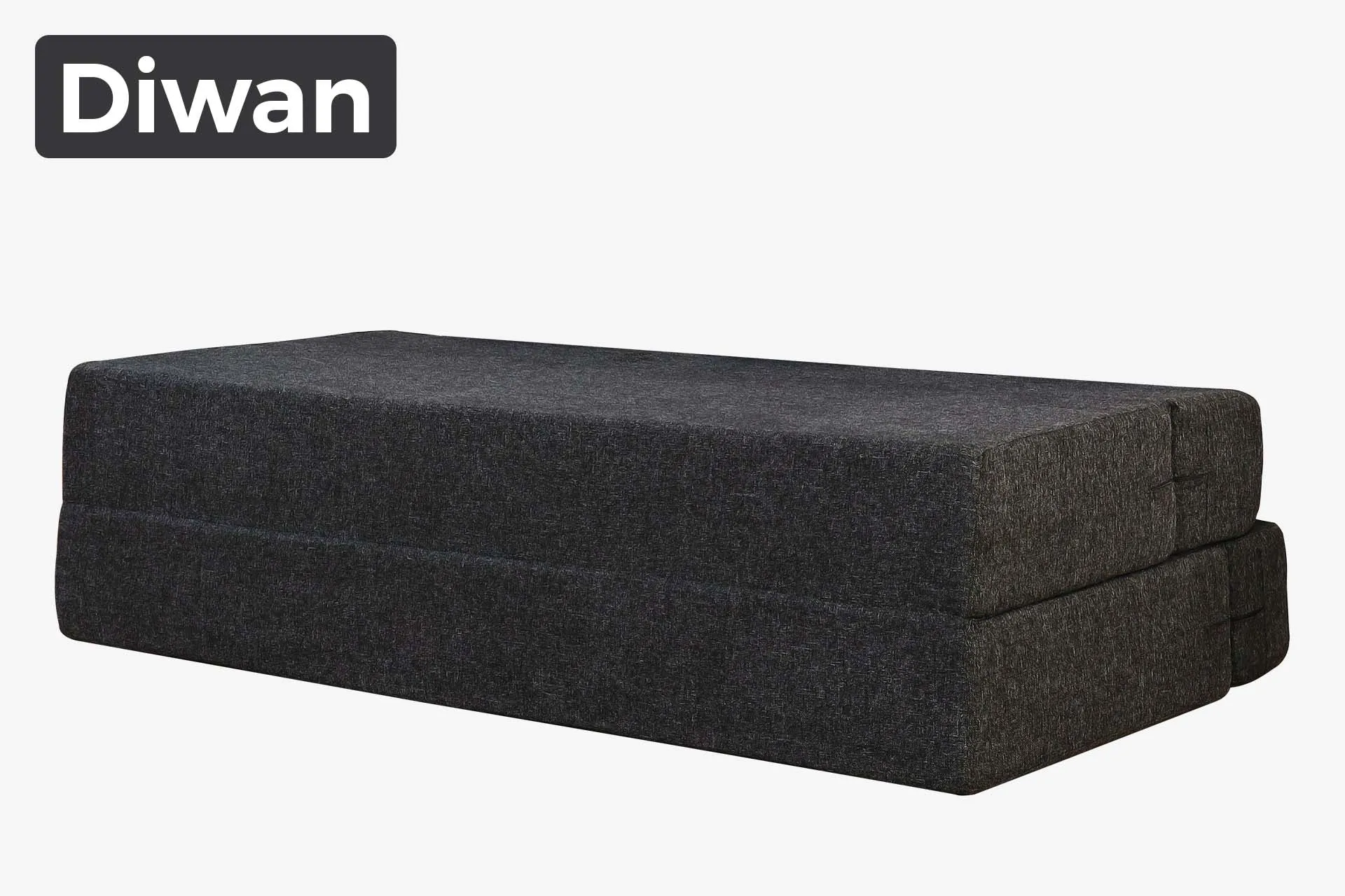 Jute Sofa Bed, Dark Grey | 6 x 6, Three Seater | 3 Fallen Leaves Cushions