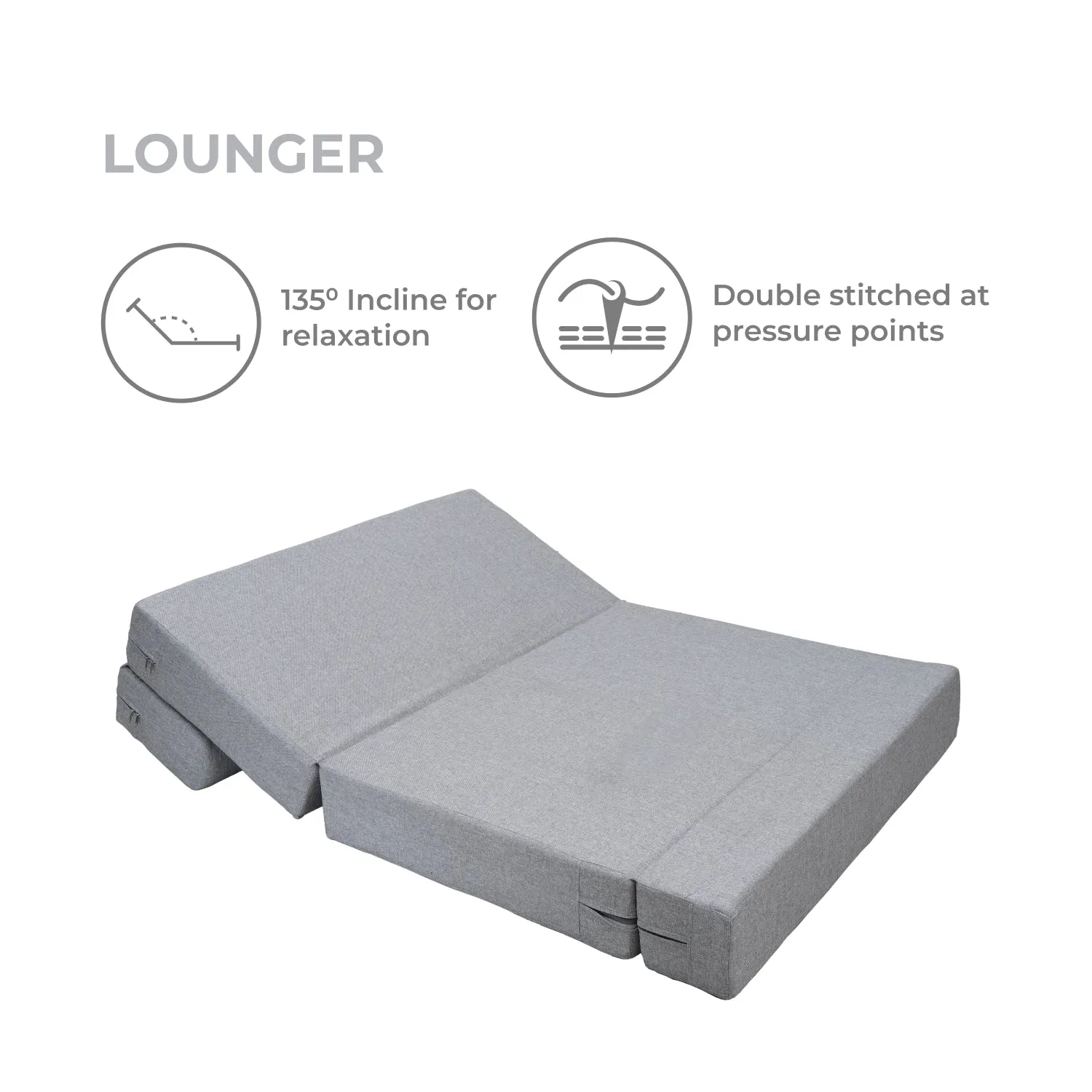 Jute Sofa Bed, Silver | 4 x 6, Double Seater | 2 Red Quartet Cushions