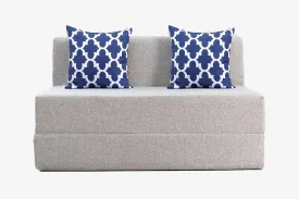 Jute Sofa Bed, Silver | 4 x 6, Double Seater | 2 Semi Circle Cushions