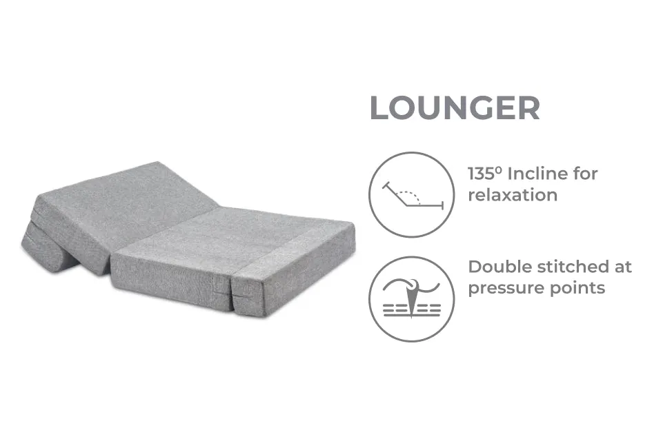Jute Sofa Bed, Silver | 4 x 6, Double Seater | 2 Semi Circle Cushions