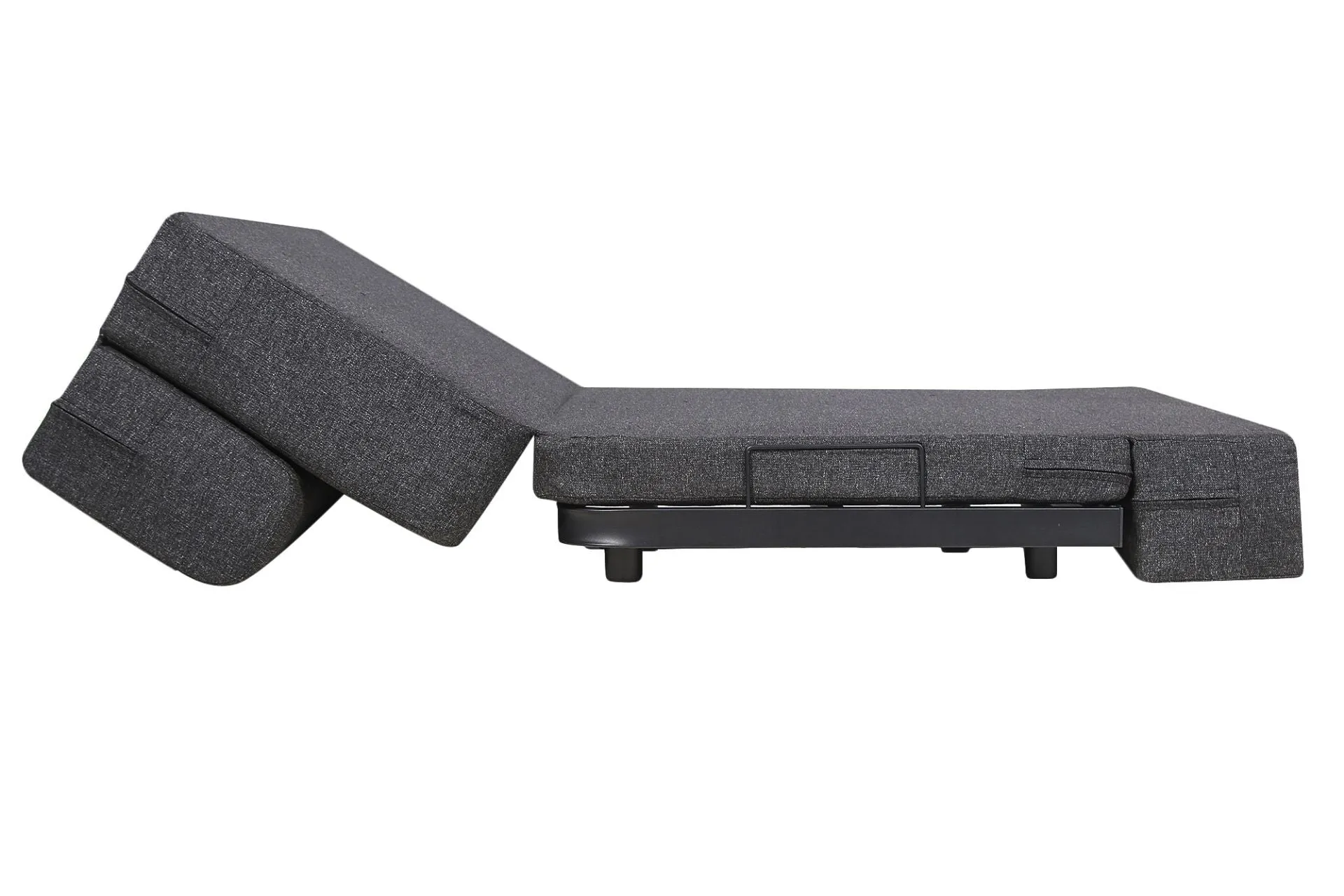 Jute Sofa Bed with Metal Frame, Dark Grey | 3 x 6, Single Seater | ZigZag Cushions