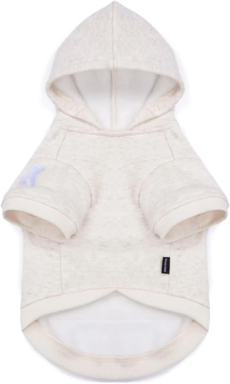 Koneseve Dog Hoodie Fleece, Cat Sweater Warm with Pocket - Soft Clothes for Daily Wear, Basic Hooded Sweatshirts, Winter Coat Clothing, Comfort Tee Shirt Fit for All Breeds Pet - Beige - 5XL