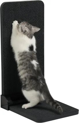 L Shaped Cat Scratcher, 22 Inch Vertical Corrugated Cardboard Scratching Post for Indoor Cats With Toys Ball Track, Large Scratch Pad Black