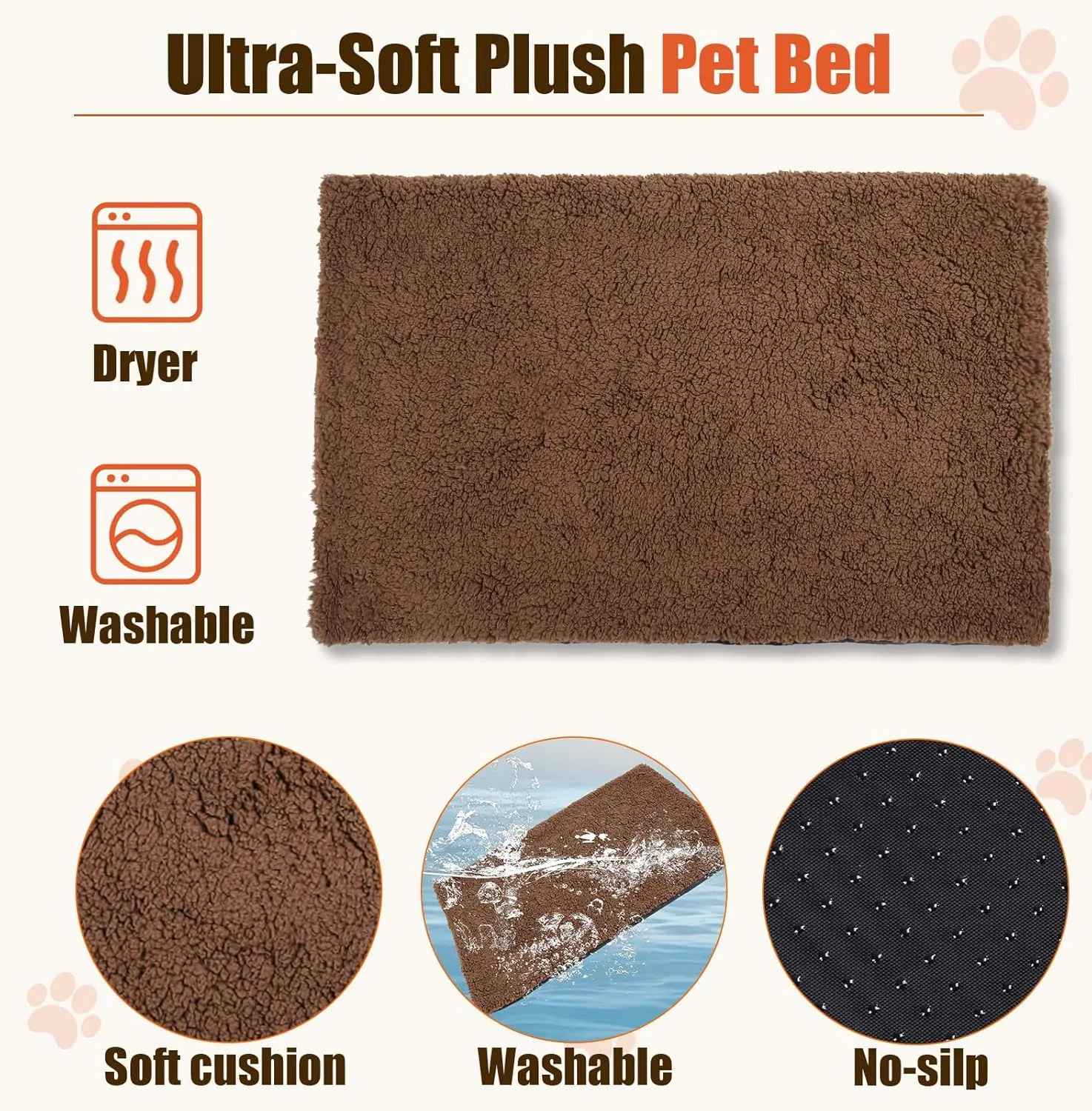 LEMBERI 32 Inch Dog Crate Furniture with Cushion, Wooden Double Doors Dog Kennel Cage Indoor with Wheels, Pet House Decorative Side End Table for Small Medium Dogs, Rustic Brown