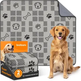 LOOBANI Washable Pee Pads for Dogs: 2 Pack 36"x41" Washable Puppy Pads, Reusable Pee Pads Waterproof Leakproof and Non-Slip Whelping Pads & Potty Training Pad for Floor, Dog Playpen,Crate, Light Brown