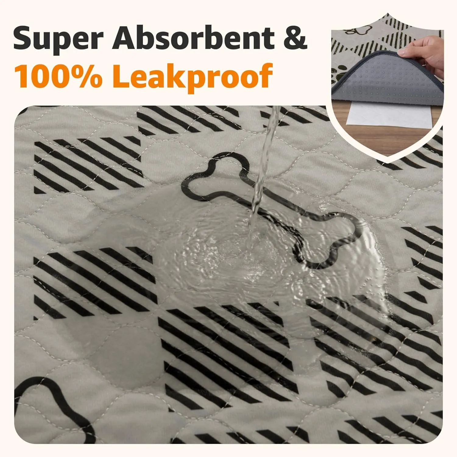 LOOBANI Washable Pee Pads for Dogs: 2 Pack 36"x41" Washable Puppy Pads, Reusable Pee Pads Waterproof Leakproof and Non-Slip Whelping Pads & Potty Training Pad for Floor, Dog Playpen,Crate, Light Brown