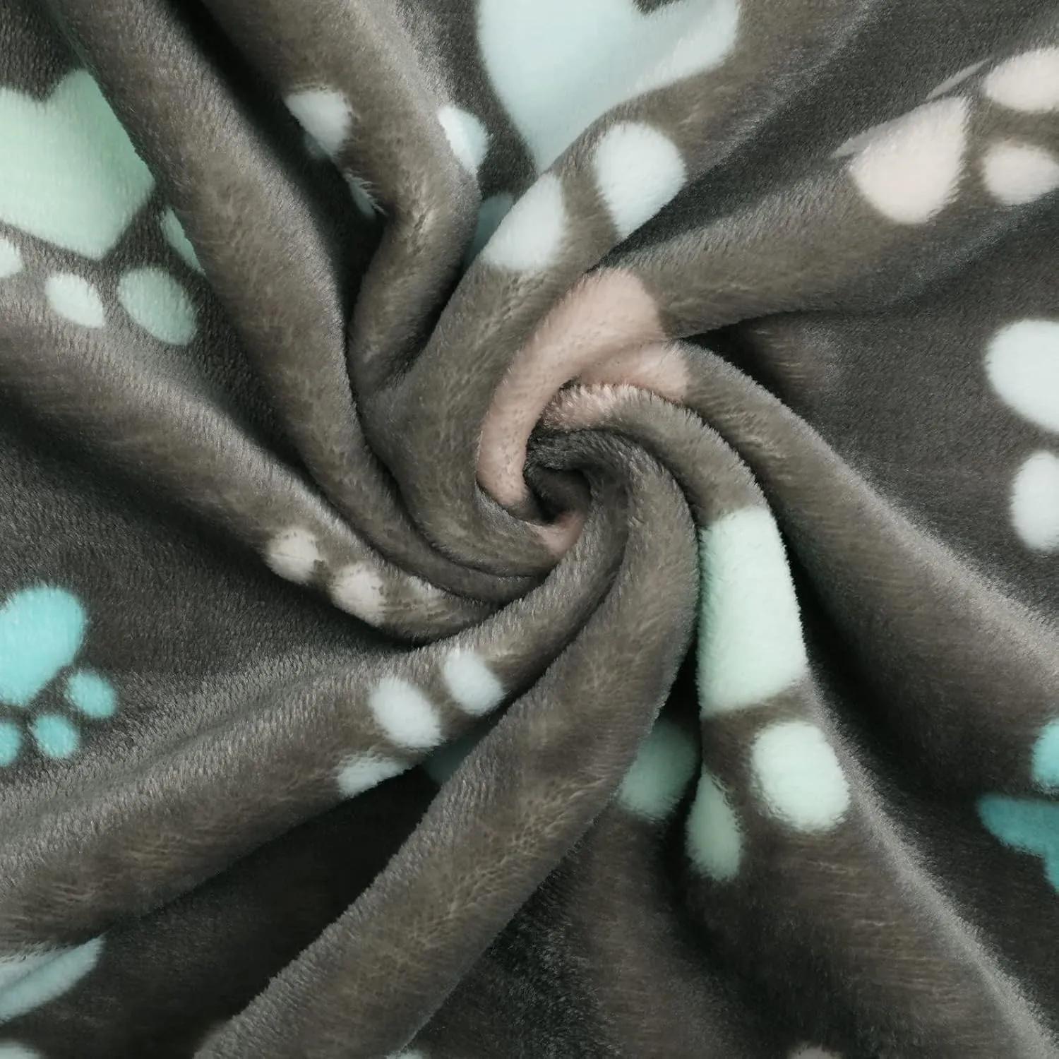 Luciphia 1 Pack 3 Blankets Fluffy Premium Fleece Pet Blanket Flannel Paw Printed Throw for Dog Cat(Small 23x16'', Grey/Brown/Blue)