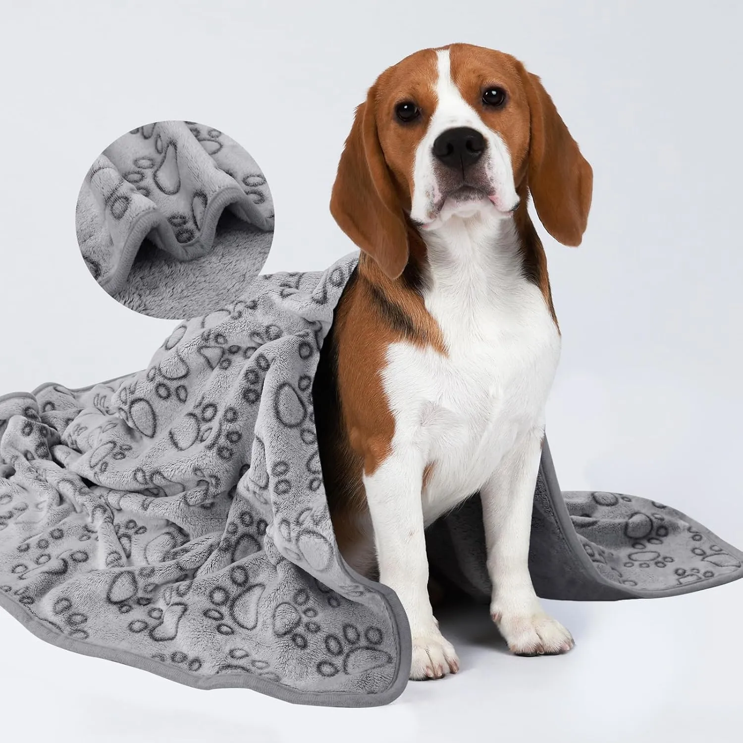 Luciphia 1 Pack 6 Dog Blankets Cat Soft Fluffy Fleece Pet Blanket Warm Cute Print Design Puppy Kitten Doggy Paw Grey Small(23"x16")