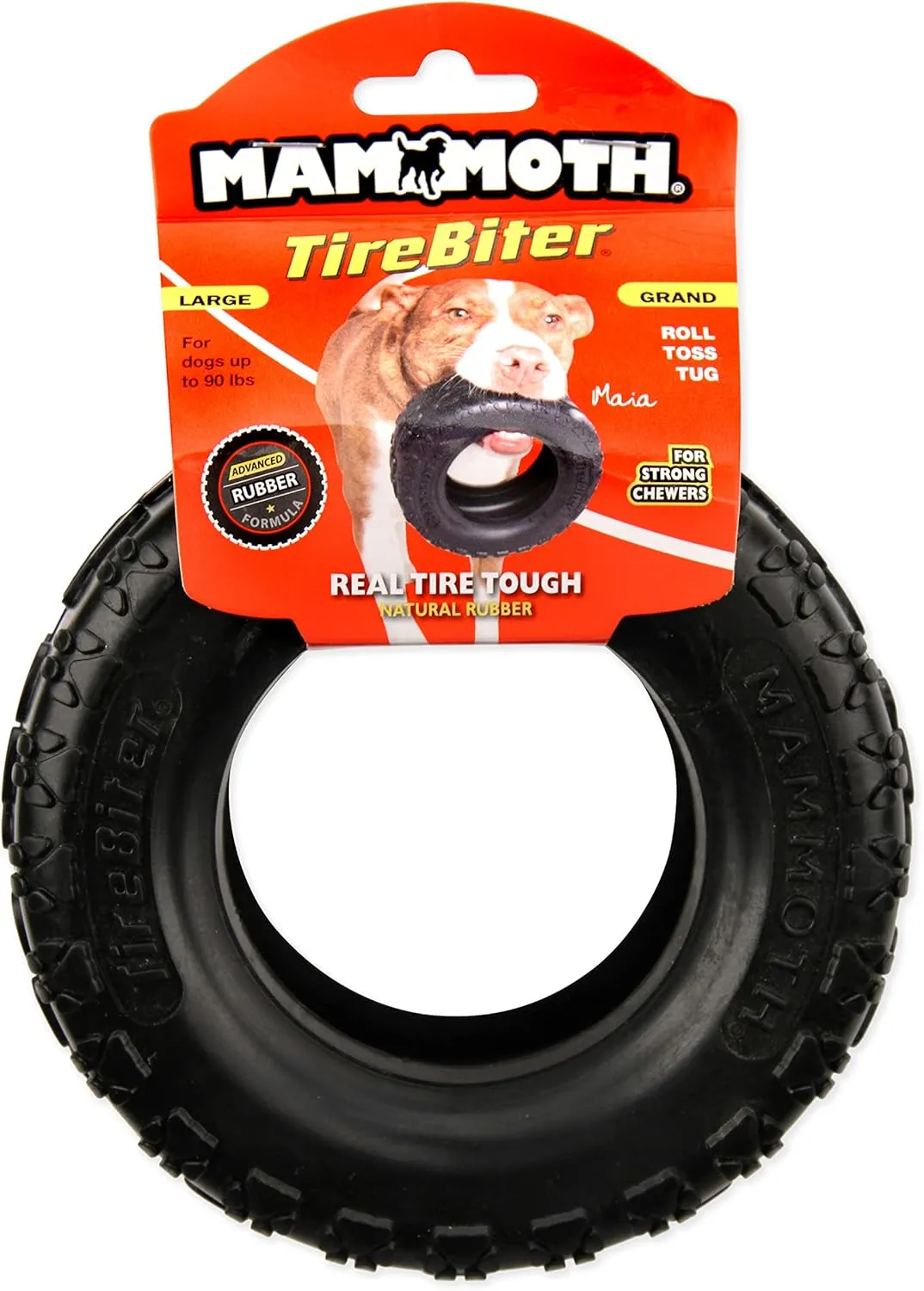 Mammoth TireBiterII  Natural Rubber Dog Toys for Extreme Chewers  Dog Toys for Extra Long Interactive Play  Aggressive Chewer Toys for Medium - Large Dogs - Large 6