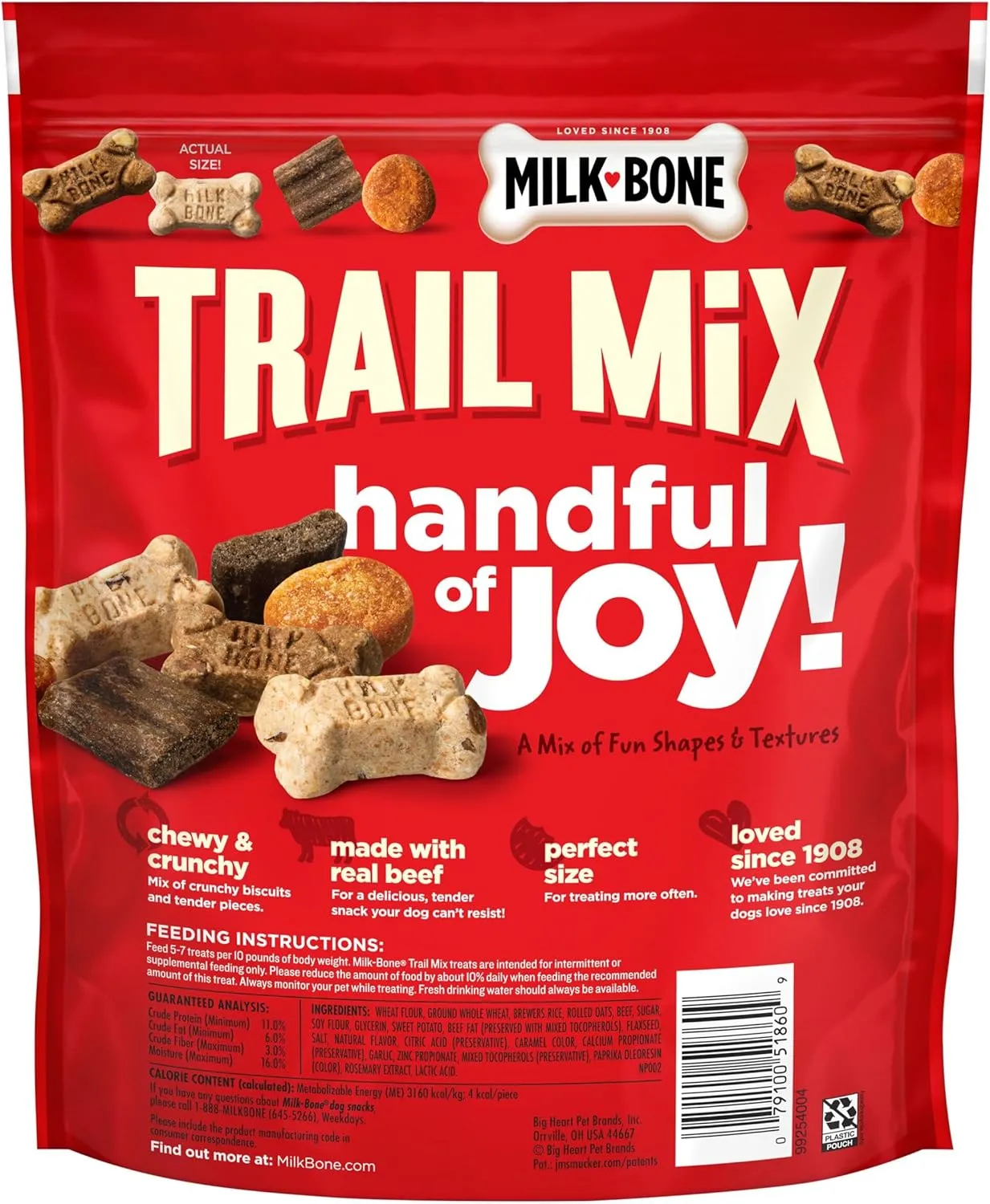 Milk-Bone Trail Mix Chewy & Crunchy Dog Treats, Real Beef & Sweet Potato, 20 Ounce