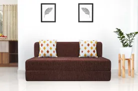 Molfino Sofa Bed, Brown | 6 x 6, Three Seater | 2 Diamond Cushions