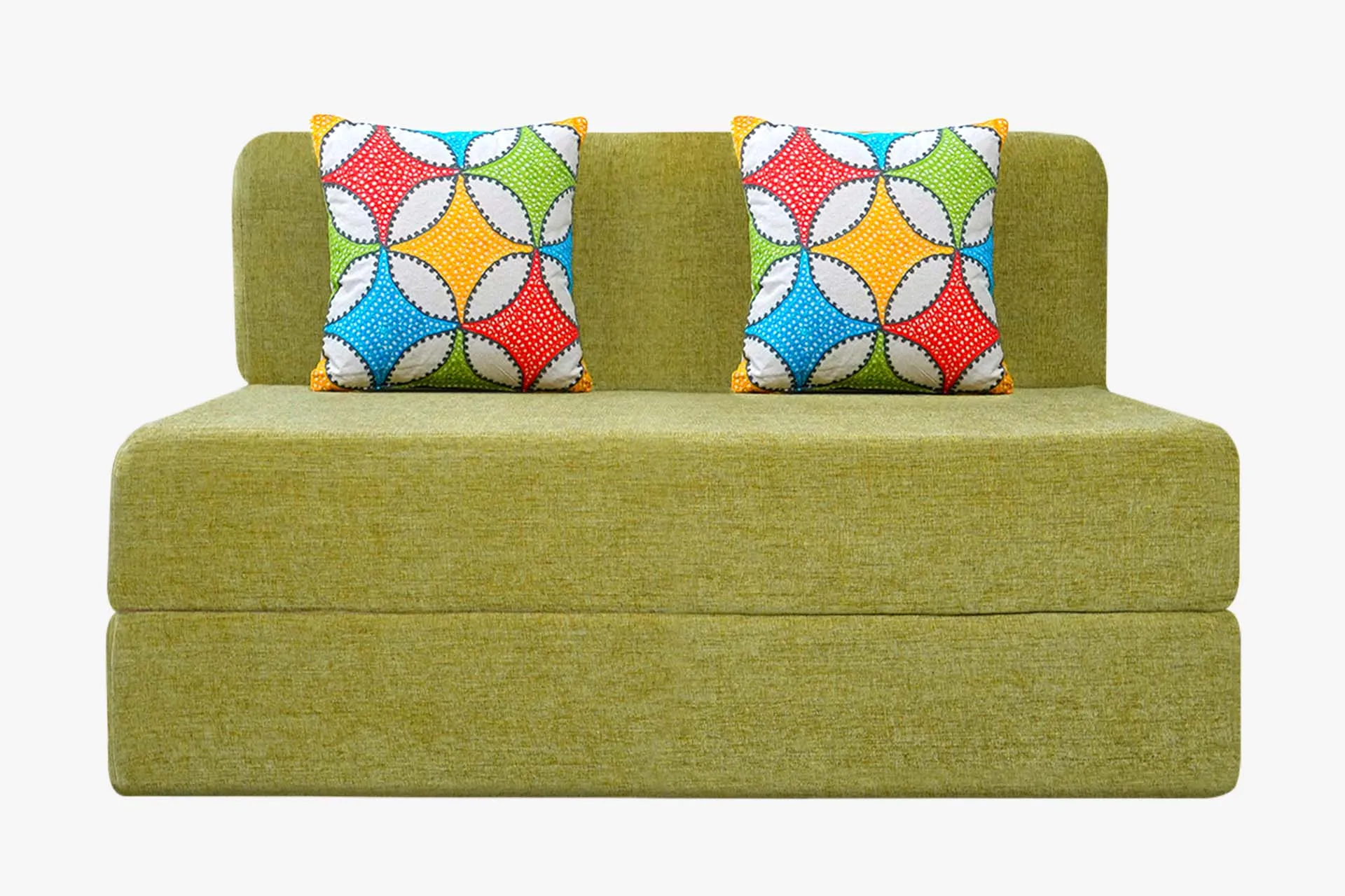 Molfino Sofa Bed, Green | 4 x 6, Double Seater | 2 Jharokha Cushions