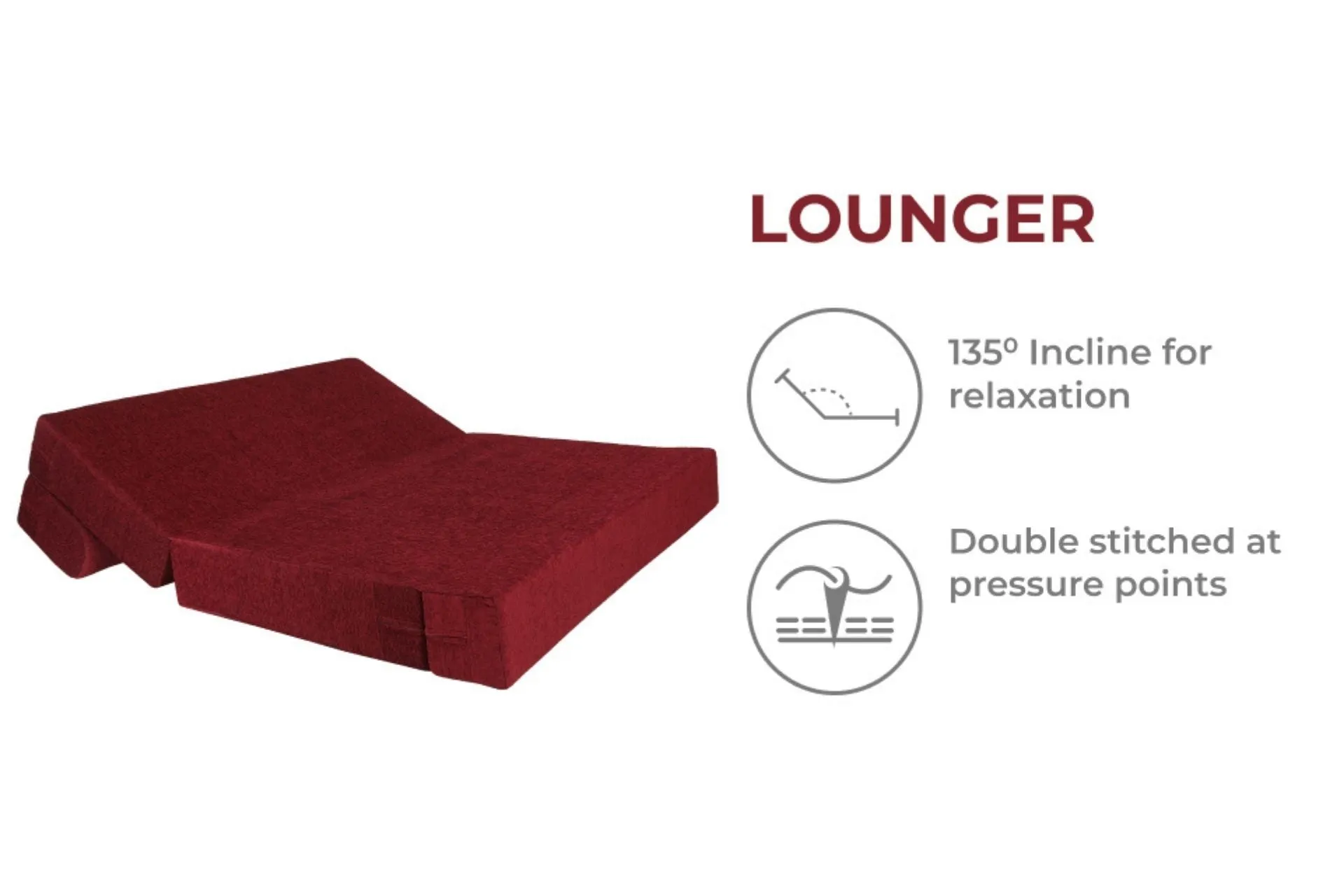 Molfino Sofa Bed, Maroon | 6 x 6, Three Seater | 3 Red Medallion Cushions