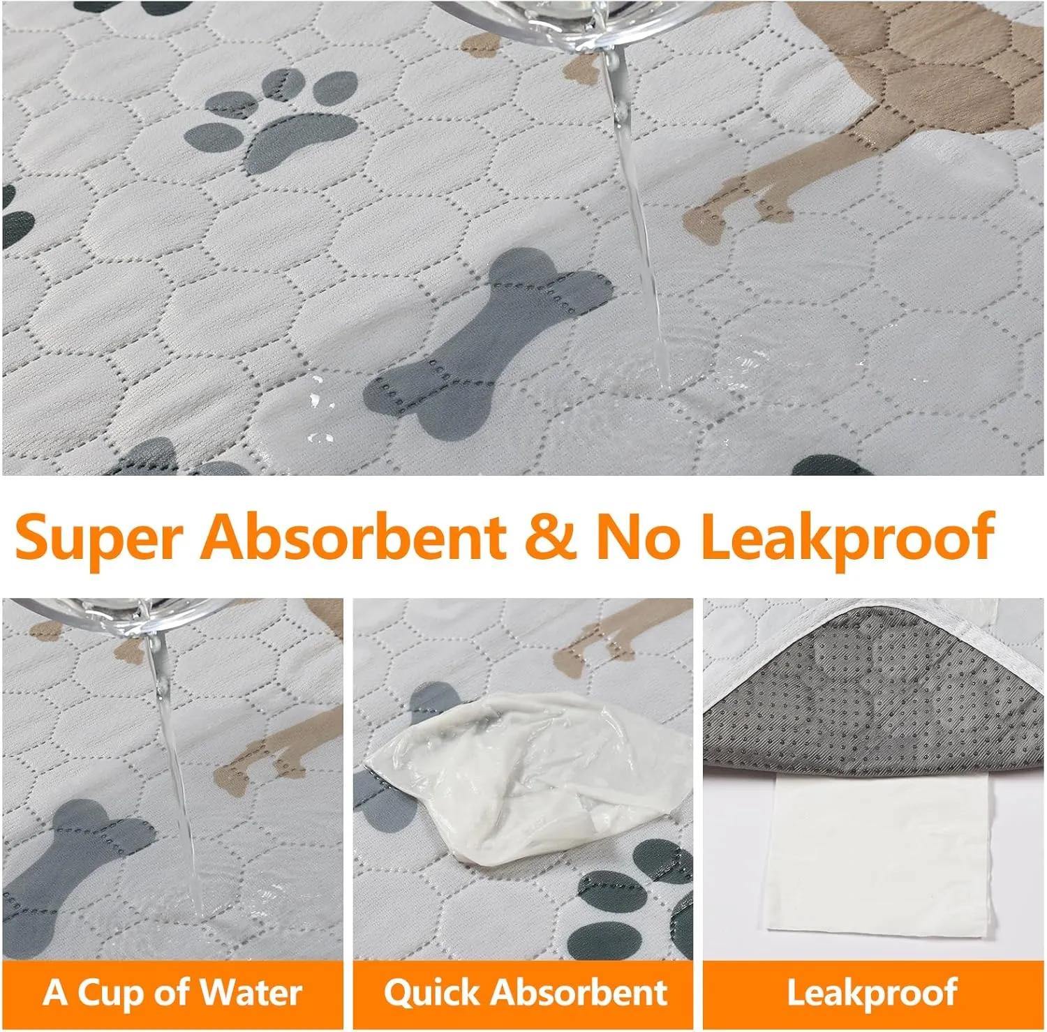 Mozin Washable Pee Pads for Dogs, 2 Pack Super Absorbent Dog Training Pads Leakproof Non-Slip Reusable Puppy Pads, Waterproof whelping Pad for Housebreak, Playpen, Crate,Potty Training, Couch- 18"x24"