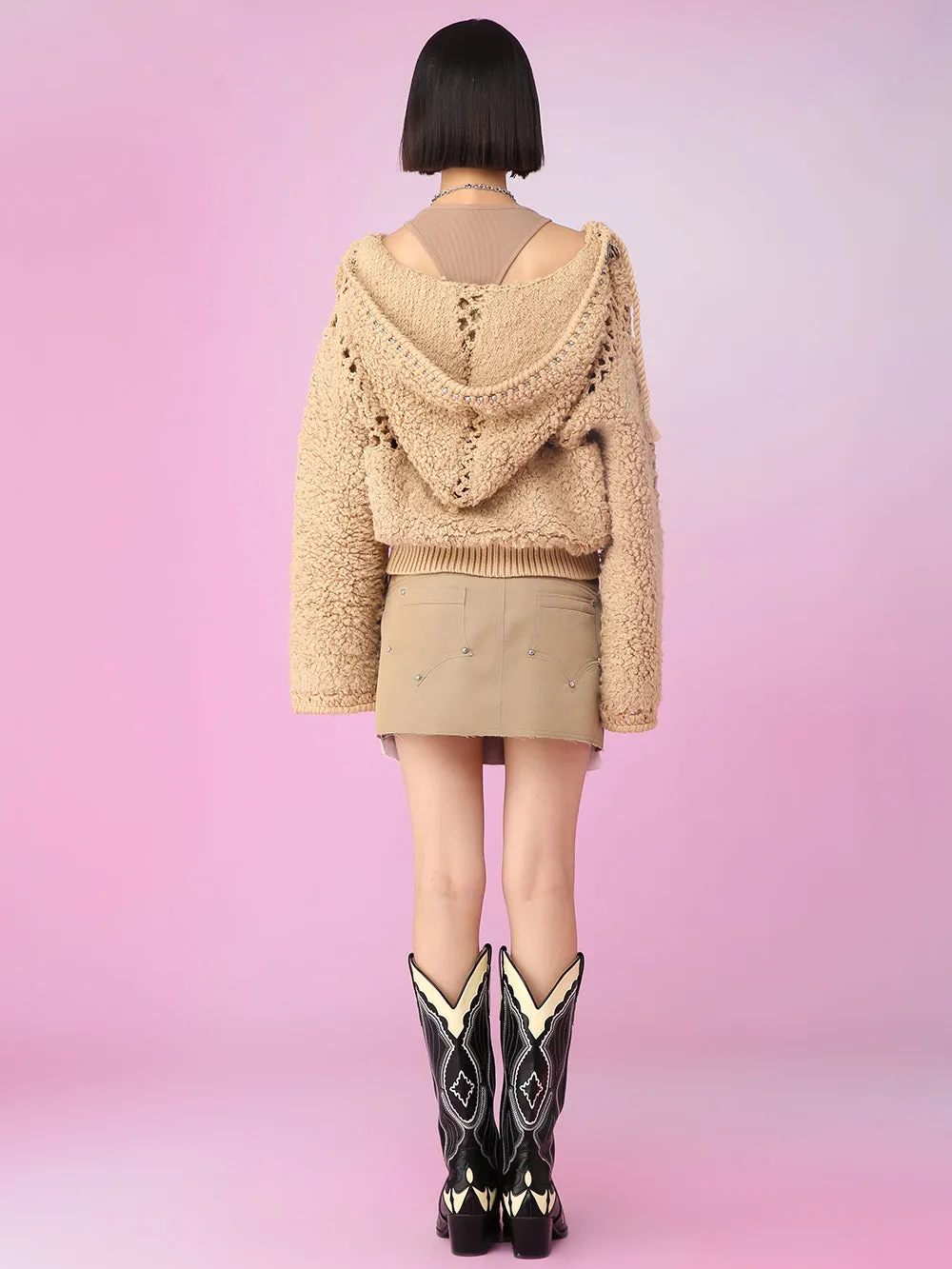 MUKZIN Hollow Design Khaki Popular All-match Cardigan