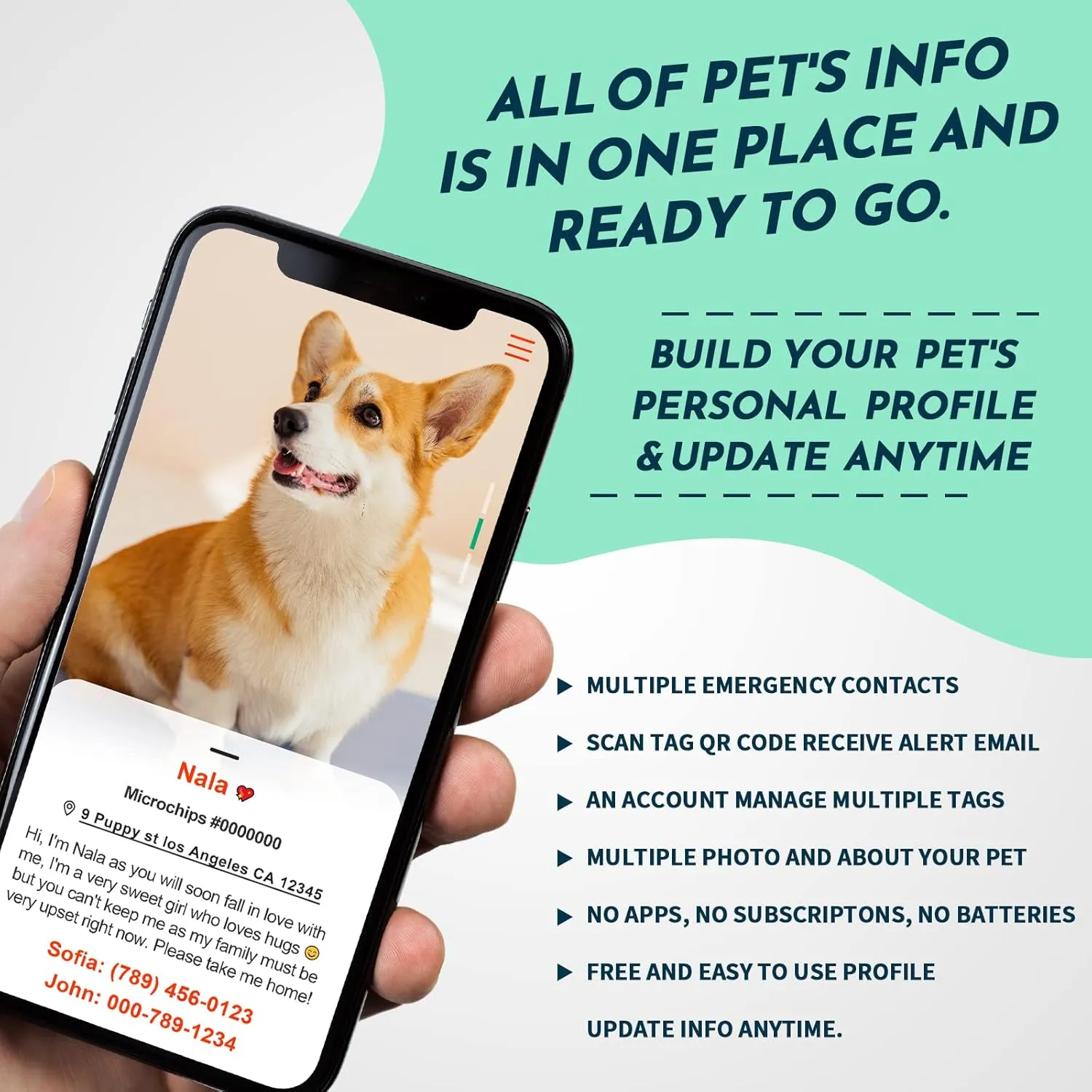 MYLUCKYTAG QR Code Silicone Dog & Cat ID Tag - Online Pet Profile, Location Alert Email, Digital Pet Tag - Quiet & Durable