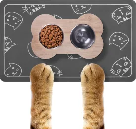 Non-Slip Pet Feeding Mats - 19.69 x 11.8 Inches Waterproof Cat Bowl Mat Absorbent Protect Floors Cat Accessories for Food and Water