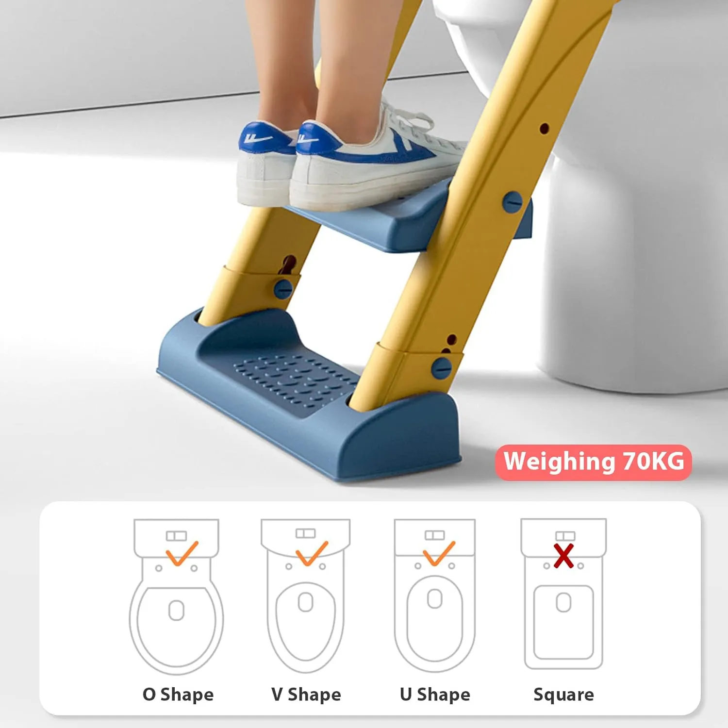 Non-Slip Potty Training Seat with Ladder, Ergonomic, Yellow