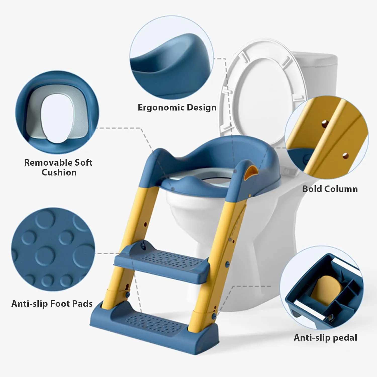 Non-Slip Potty Training Seat with Ladder, Ergonomic, Yellow