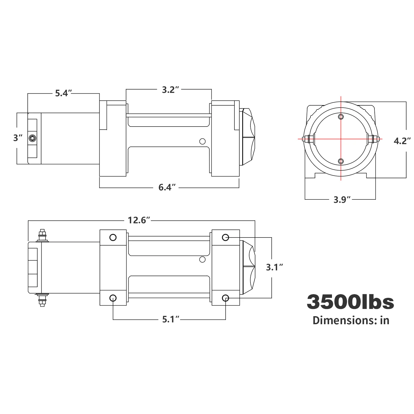 OPENROAD  3500lbs 12 Volts Electric Winch for ATV