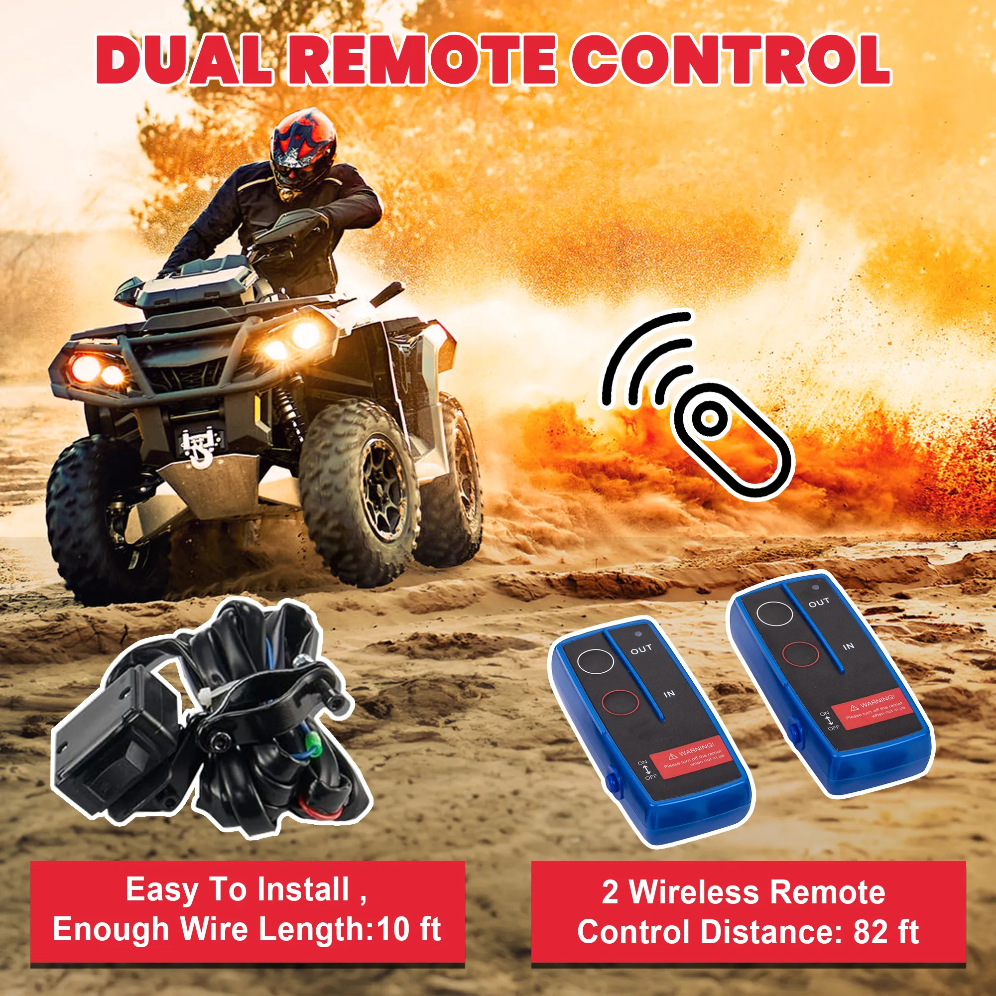 OPENROAD  3500lbs 12 Volts Electric Winch for ATV