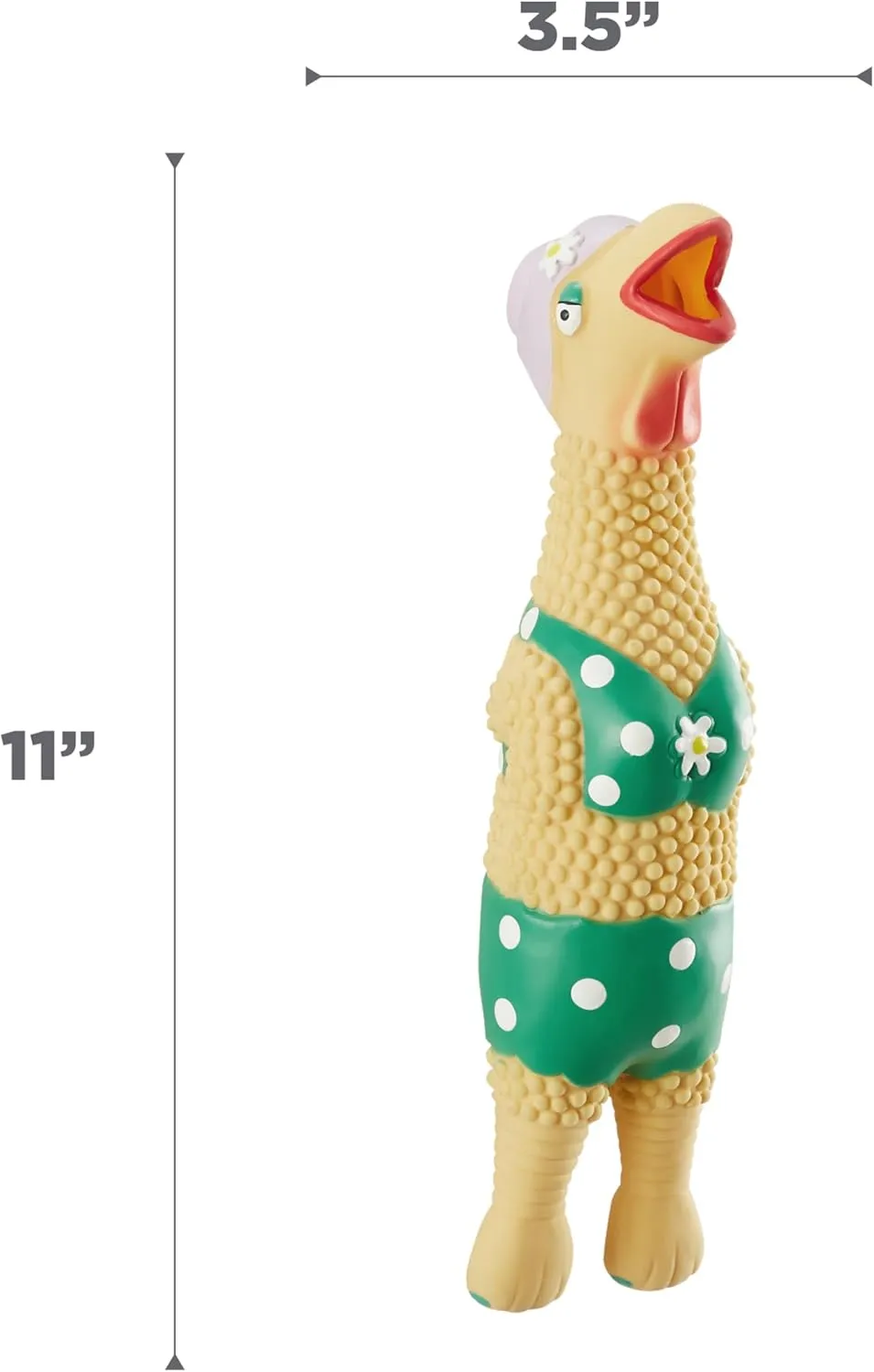 Outward Hound by Charming Pet Squawkers Grandma Hippie Chick Latex Squeaky Rubber Chicken Dog Toy, Funny Interactive Holiday Toy for Dogs, Large Size