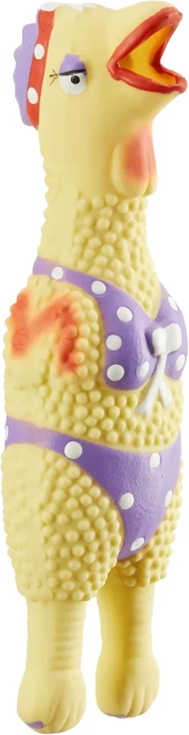 Outward Hound by Charming Pet Squawkers Henrietta Latex Squeaky Rubber Chicken Dog Toy, Funny Interactive Holiday Toy for Dogs, Small Size