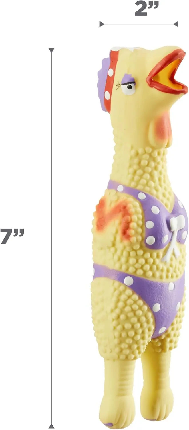 Outward Hound by Charming Pet Squawkers Henrietta Latex Squeaky Rubber Chicken Dog Toy, Funny Interactive Holiday Toy for Dogs, Small Size