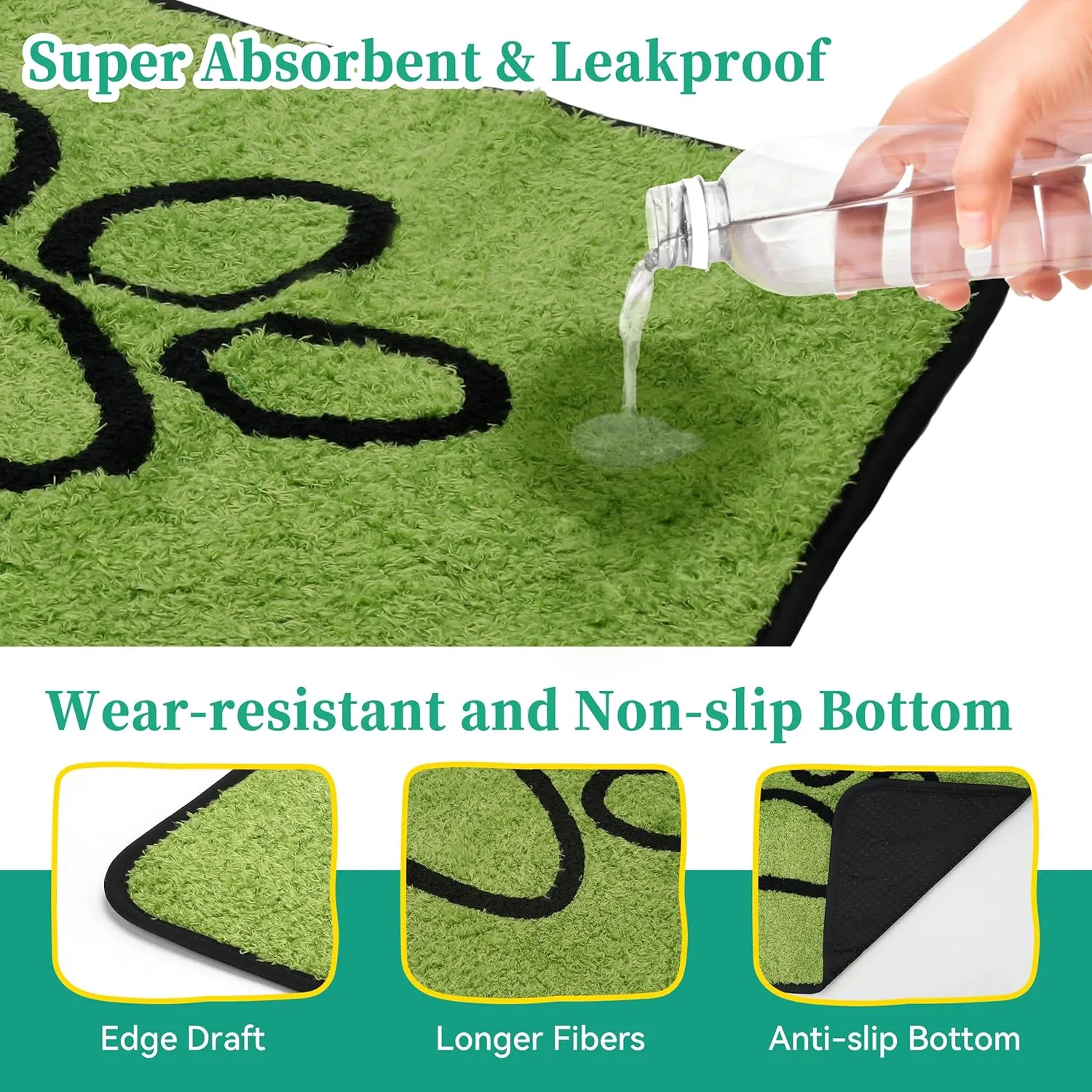 PatiencET Washable Pee Pads for Dogs, 18"x 24" Super Absorbent Embroidered Reusable Puppy Pads for Pet Training, Housebreaking and Incontinence, 2 Pack Puppy Potty Pads with Leakproof Non-Slip Bottom