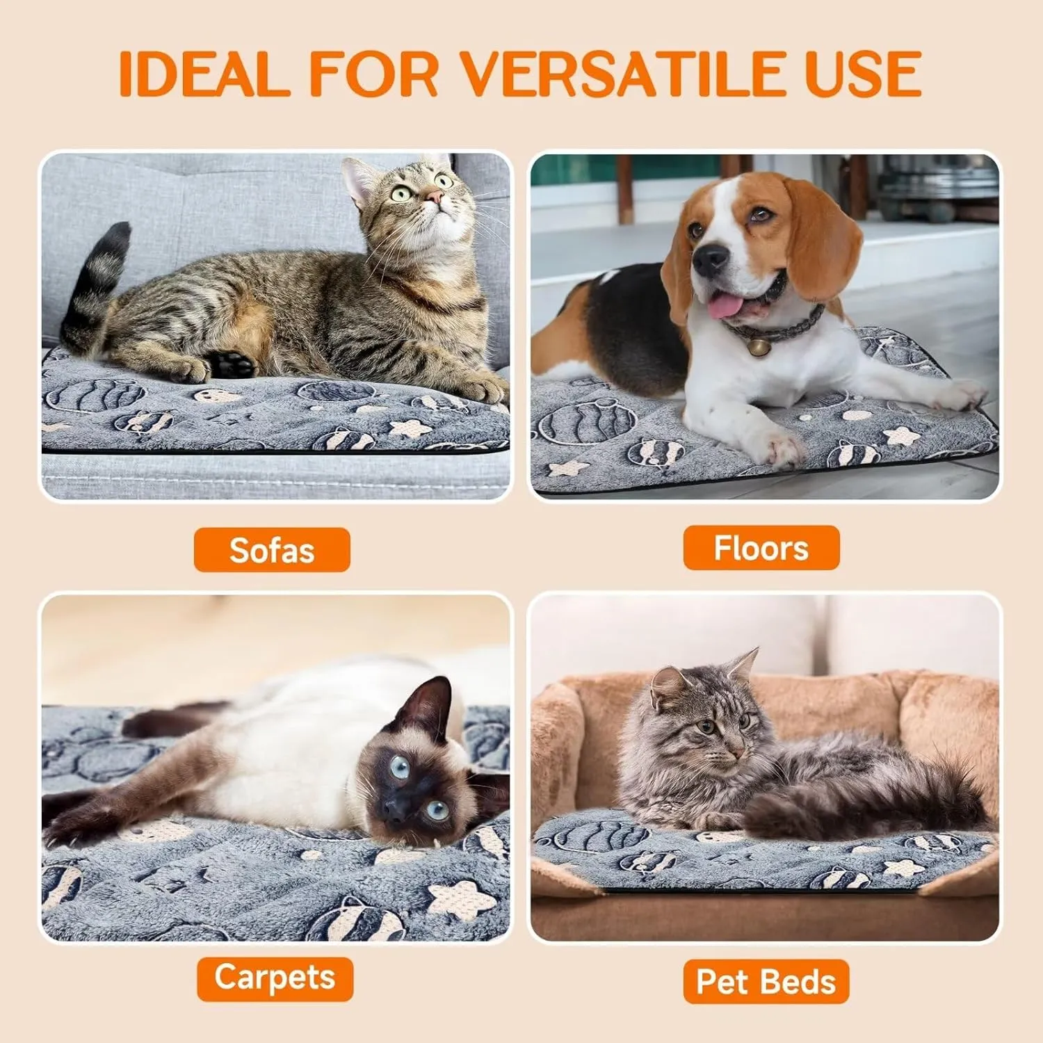 Paw Legend Self Warming Cat Bed Mat (25.6" x 19.7") Self Heating Cat Dog Pad Ultra Soft Extra Warm Thermal Indoor Outdoor Sleeping Washable Non-Slip Bottom Dog Heating Pad
