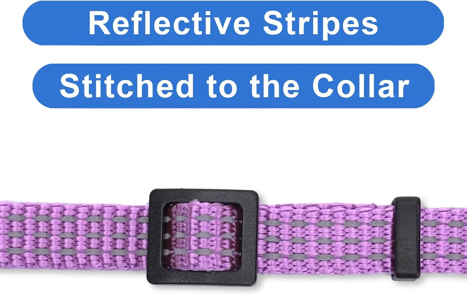 Pawtitas Pet Reflective Cat Collar with Safety Buckle and Bell Purple Orchid