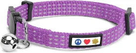 Pawtitas Pet Reflective Cat Collar with Safety Buckle and Bell Purple Orchid
