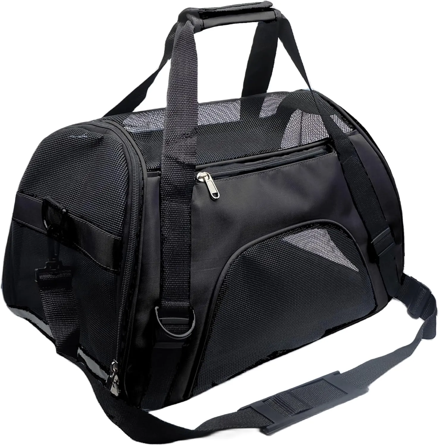 Pet Carrier - Airline Approved for Medium/Small Cats & Small Puppies, Kitten & Dog Travel Carrier (Medium, Black)