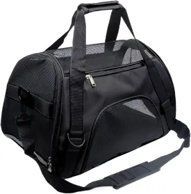 Pet Carrier - Airline Approved for Medium/Small Cats & Small Puppies, Kitten & Dog Travel Carrier (Medium, Black)
