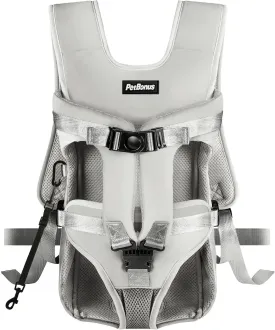 PetBonus Pet Front Dog Carrier Backpacks, Adjustable Pet Backpack, Legs Out Easy-fit Puppy Chest Carrier for Medium Small Dogs, Hands Free for Hiking, Cycling (Grey, S)