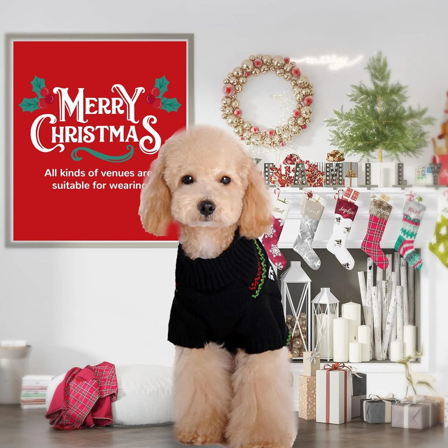 PETCARE Funny Cute Reindeer Dog & Cat Sweaters - Black Ugly Jumper for Small, Medium & Large Dogs - Fall Winter Xmas Costume
