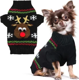 PETCARE Funny Cute Reindeer Dog & Cat Sweaters - Black Ugly Jumper for Small, Medium & Large Dogs - Fall Winter Xmas Costume