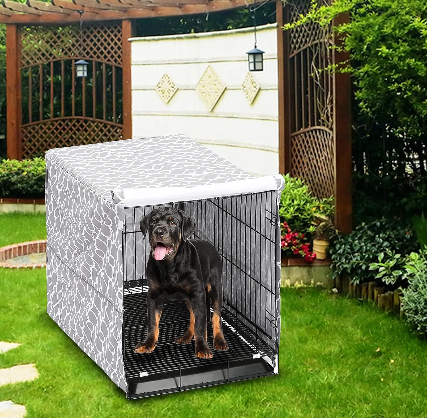 Pethiy Dog Crate Cover for Wire Crates, Fits Most 24" inch Dog Crates. Easy to Put On, Take Off, and Adjust - Cover only -Gray-24 Inch