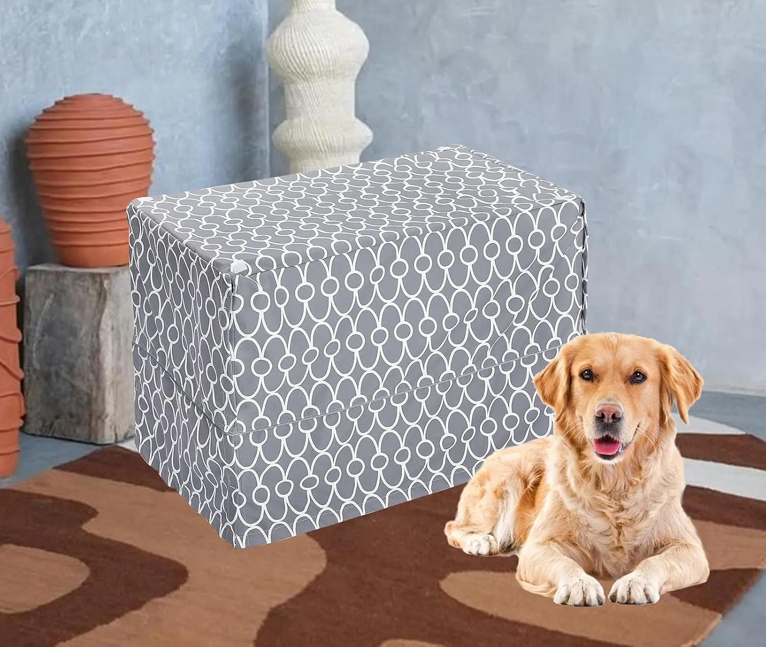 Pethiy Dog Crate Cover for Wire Crates, Fits Most 24" inch Dog Crates. Easy to Put On, Take Off, and Adjust - Cover only -Gray-24 Inch