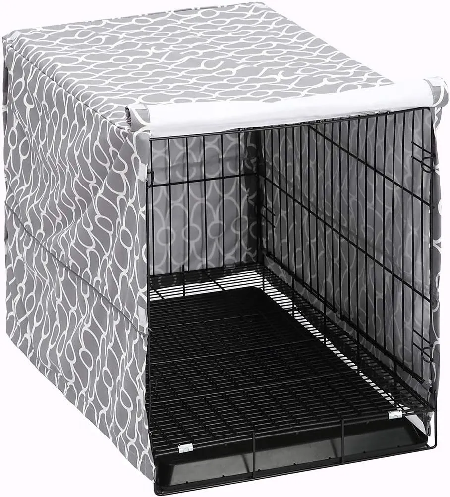 Pethiy Dog Crate Cover for Wire Crates, Fits Most 24" inch Dog Crates. Easy to Put On, Take Off, and Adjust - Cover only -Gray-24 Inch