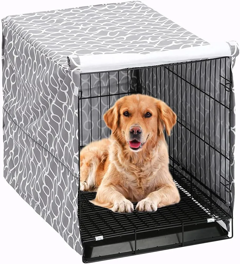 Pethiy Dog Crate Cover for Wire Crates, Fits Most 24" inch Dog Crates. Easy to Put On, Take Off, and Adjust - Cover only -Gray-24 Inch