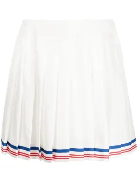 pleated striped-border skirt