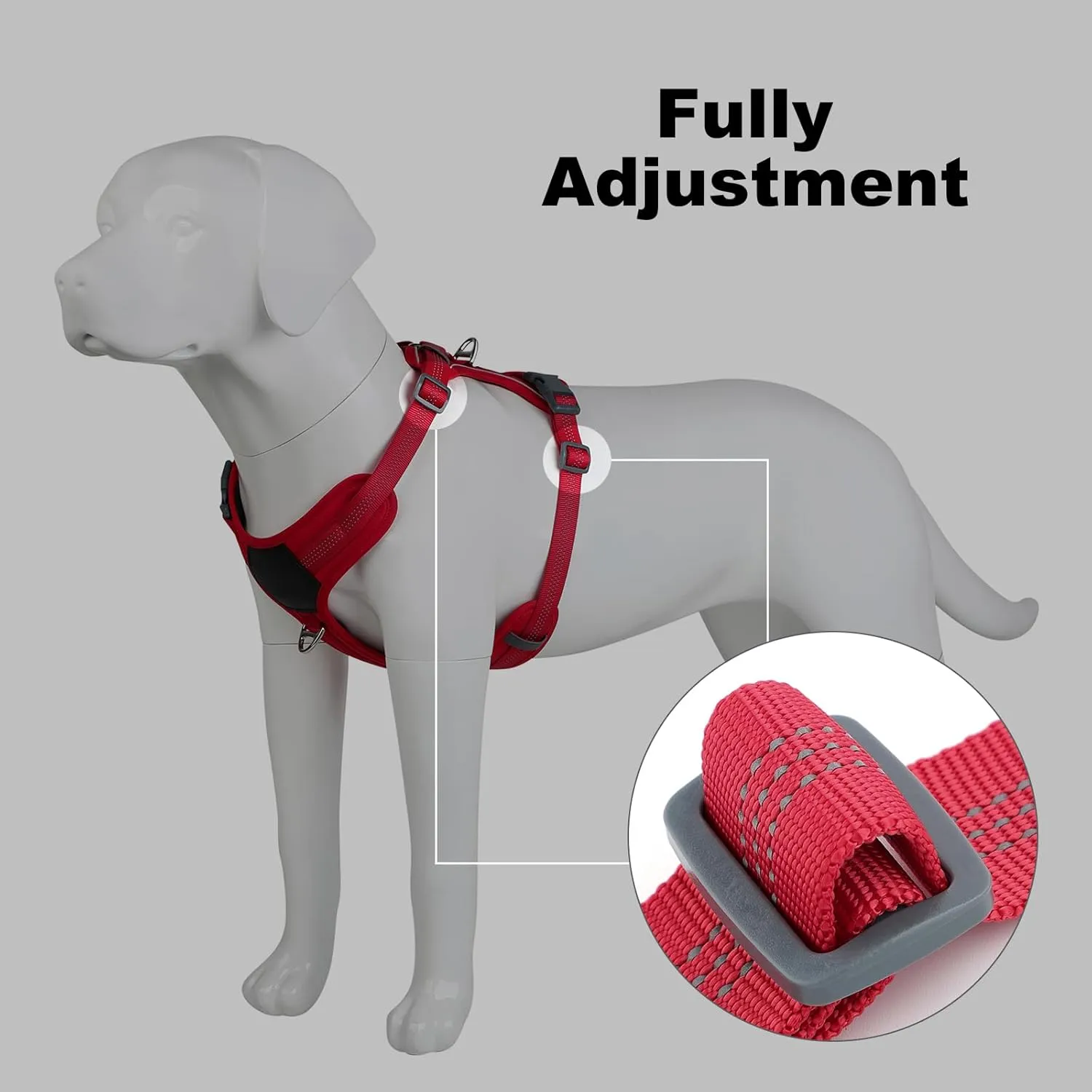 Plutus Pet No Pull Dog Harness, Release at Neck, Soft Padded, Reflective Adjustable Dog Vest Harness for Small, Medium, Large Dogs(Red, L)
