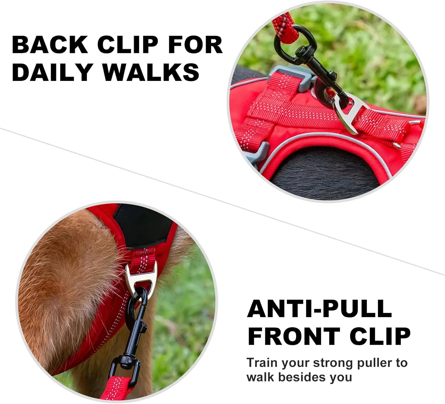 Plutus Pet No Pull Dog Harness, Release at Neck, Soft Padded, Reflective Adjustable Dog Vest Harness for Small, Medium, Large Dogs(Red, L)