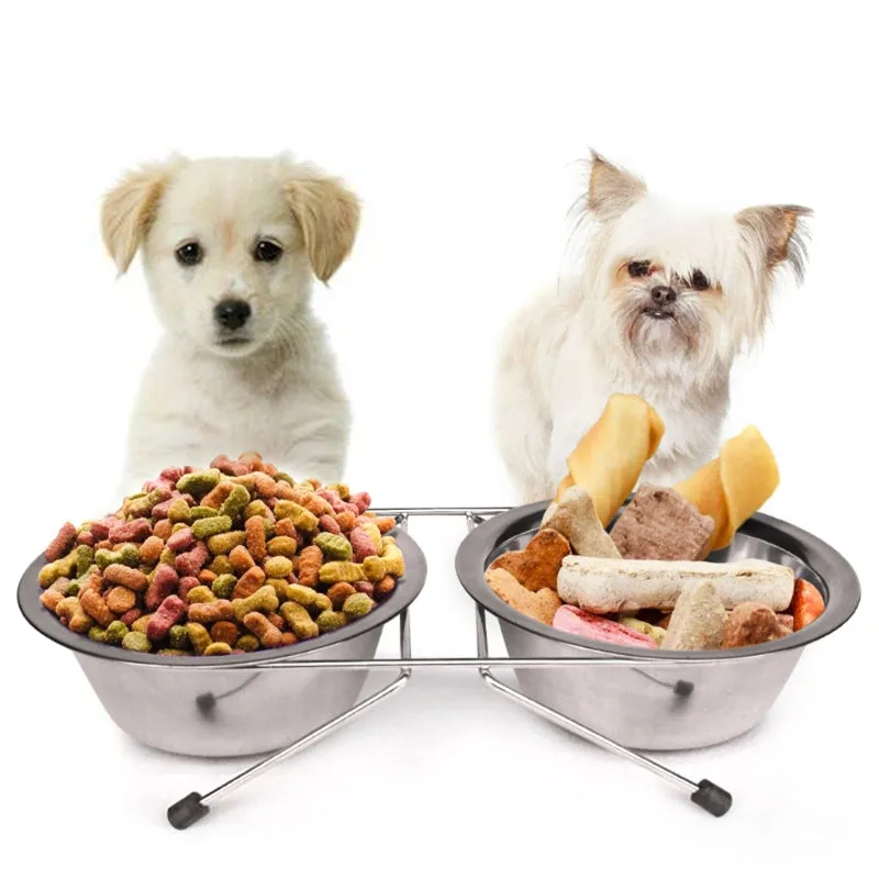 Premium Stainless Steel Dual Pet Bowls for Small Pets