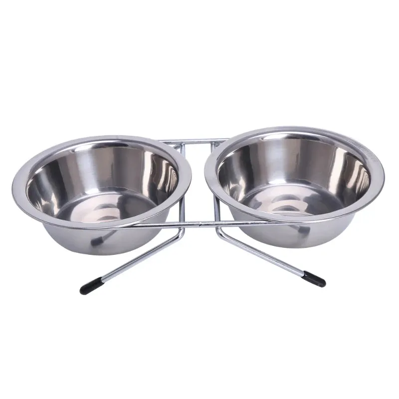 Premium Stainless Steel Dual Pet Bowls for Small Pets