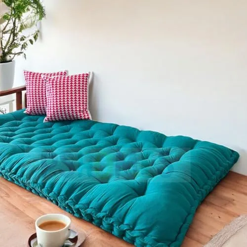 PShomes | Diamond Stitching | Cotton Mattress, 3x6 Feet (72x36 inches) |Hypoallergenic | 3yrs Warranty | Single Bed | Foldable | Orthopaedic Gadda | No Cushions |Green