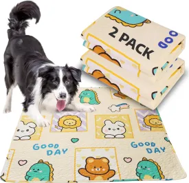 Puppy Playpen Mat Crate Pad, Reusable Dog Pee Pads Washable for Pet Training, Housebreaking, and Incontinence, Waterproof/Anti-Slip/Machine Washable (Animal Kingdom, 38x38 Inch-2 Pack)